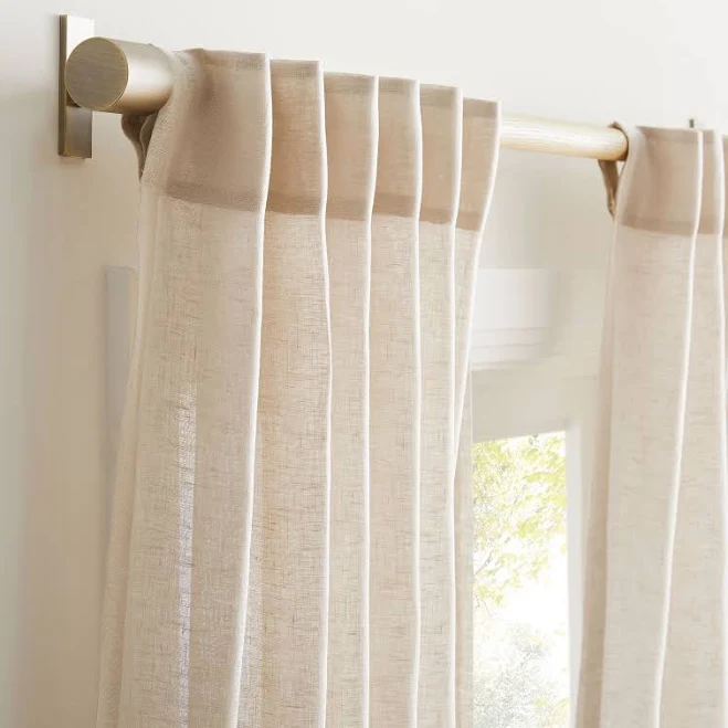 West Elm Custom Sheer European Linen Curtain Natural Flax