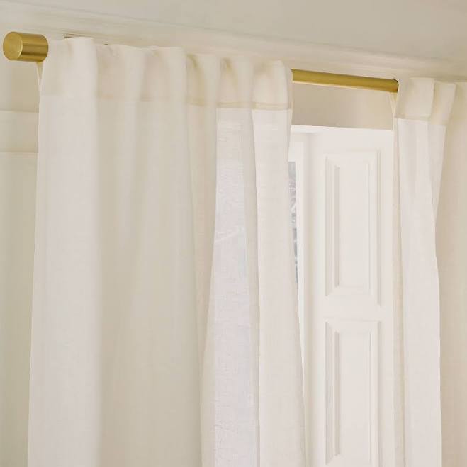 West Elm Custom Sheer European Linen Curtain White/Alabaster