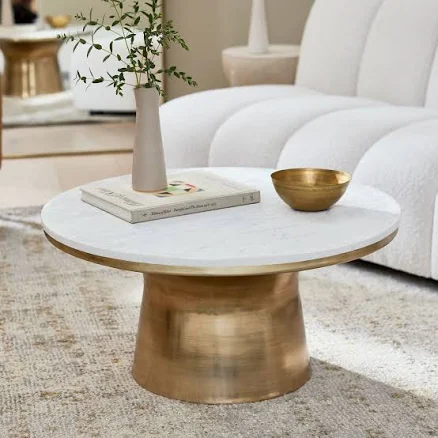 West Elm Marble Topped Pedestal Coffee Table