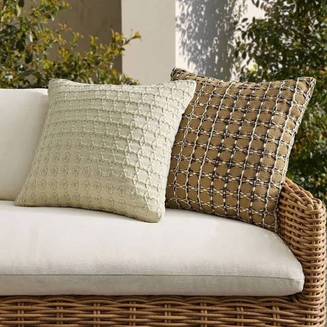 West Elm Outdoor Stitched Diamond Grid Pillow
