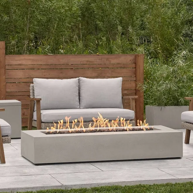West Elm Sutton Concrete Low Rectangle Outdoor Fire Pit Table