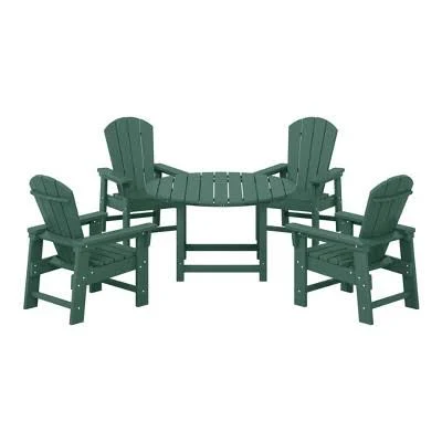 WestinTrends Malibu Kids 5-Piece HDPE Outdoor Patio Round Dining Table and Chair