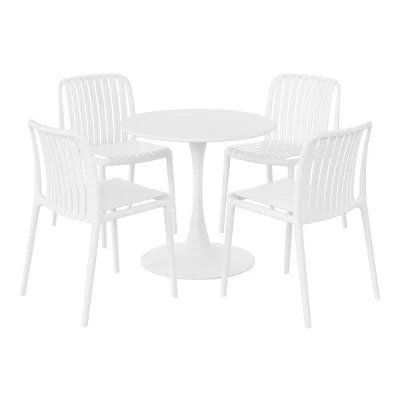 Westintrends Playa 5-Piece Indoor Outdoor Metal Patio Dining Table Set With Stac