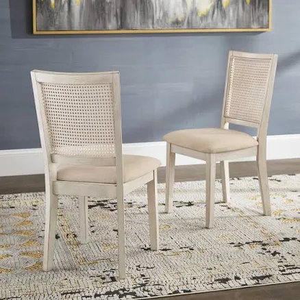 Weston Home Farmhouse Rattan Back Dining Chairs (Set of 2)