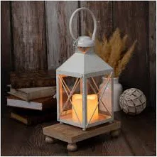 White Distressed Metal Lantern