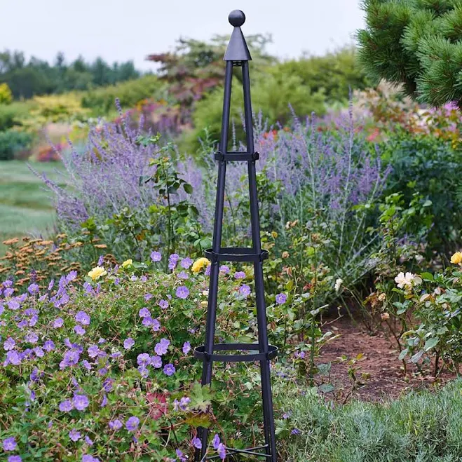 White Flower Farm Wrought Iron Garden Obelisk Trellis