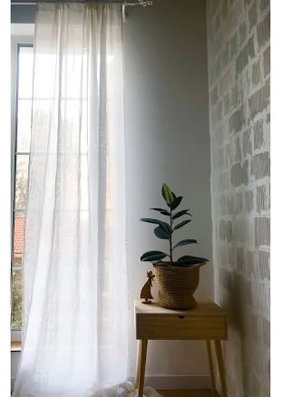 White Linen Sheer Curtains - Rod Pocket - Unlined Sheer Curtains - Custom Sizes: