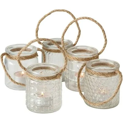 Whole House Worlds Beach Chic Nautical Rope Hurricane Lamps