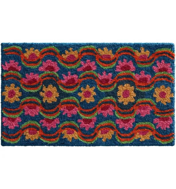 World Market 2' x 3' Multicolor Floral Hand Hooked Recycled Indoor Outdoor Patio