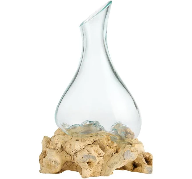 World Market Bleached Driftwood Blown Glass Vase