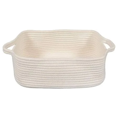 Woven Basket, Loetky Rectangular woven storage basket, Cotton Rope Basket, Organ