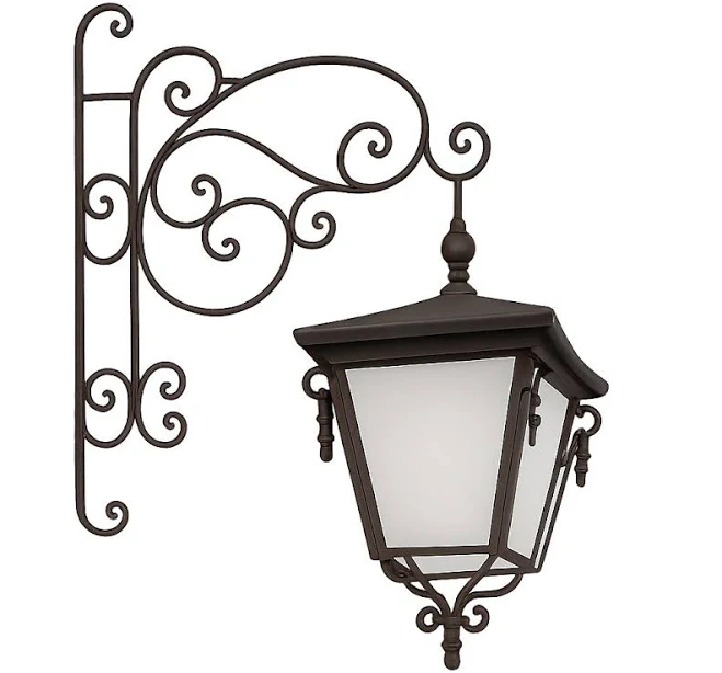 Wrought Iron Wall Lantern with Bracket