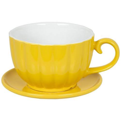 Yellow - Ribbed Teacup Planter
