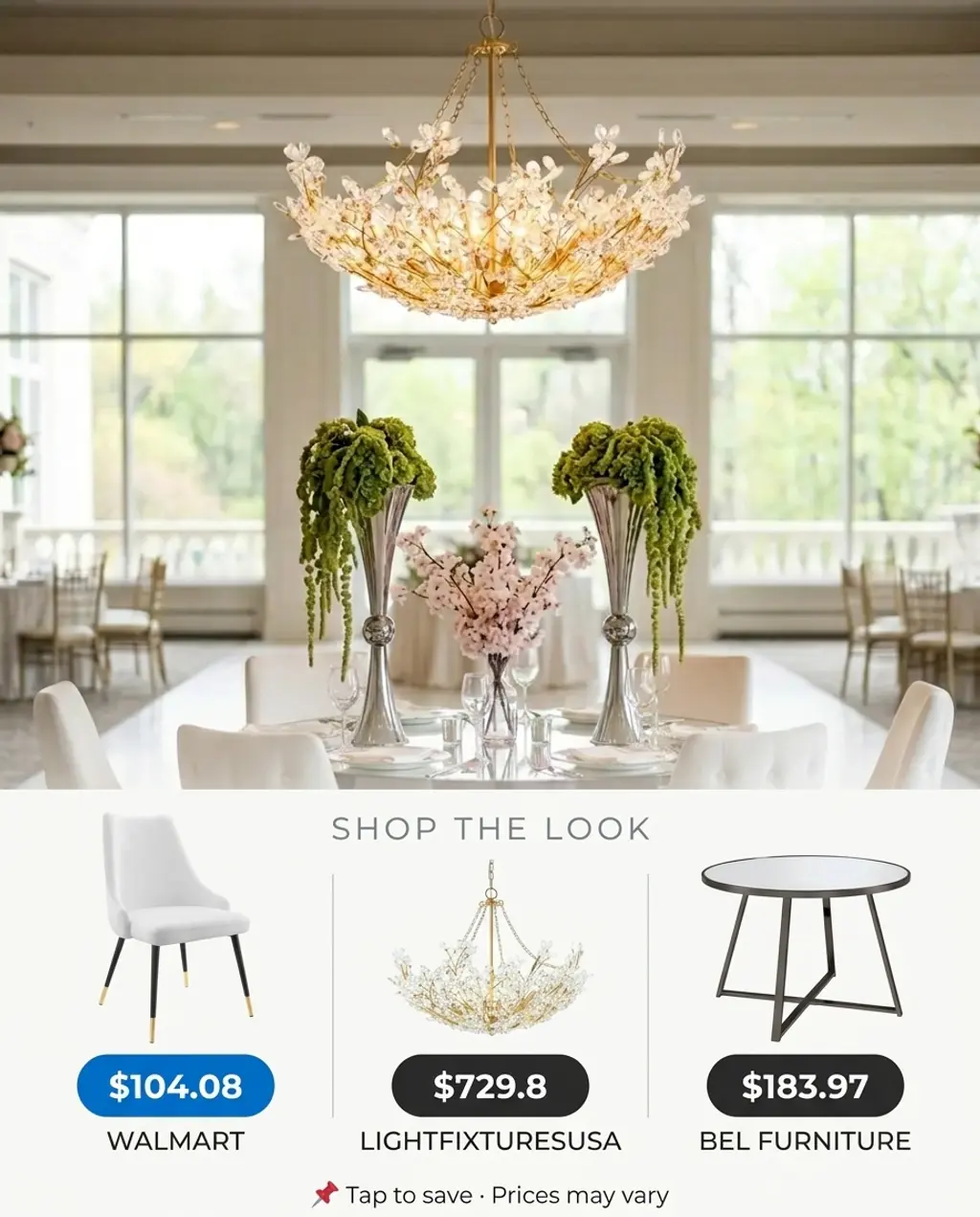 Dramatic Unique Chandelier Installation Wedding Centrepiece — Shop the Look