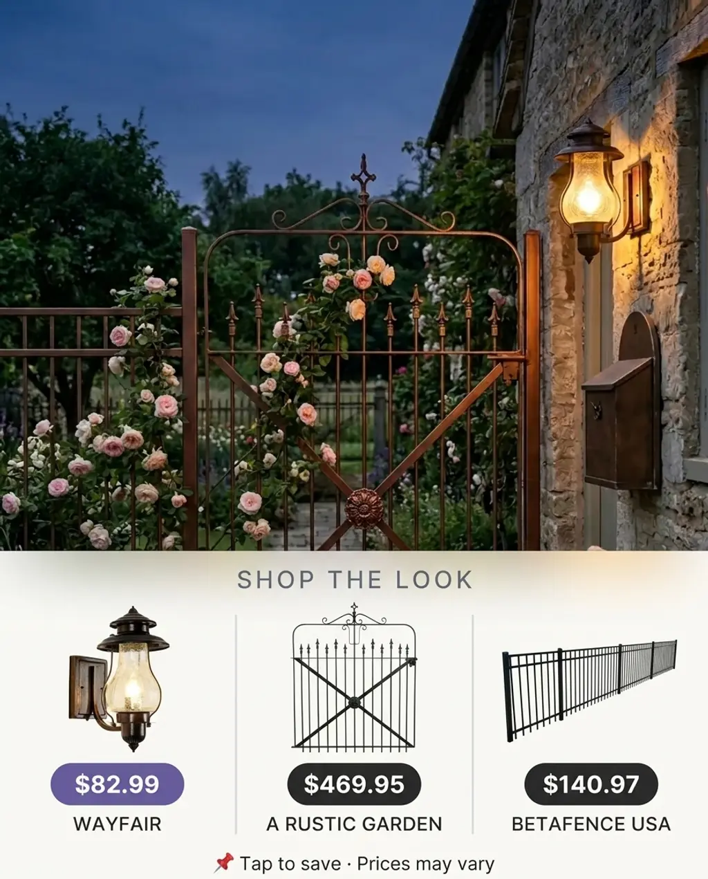 Vintage Garden Gate with Climbing Roses — Shop the Look