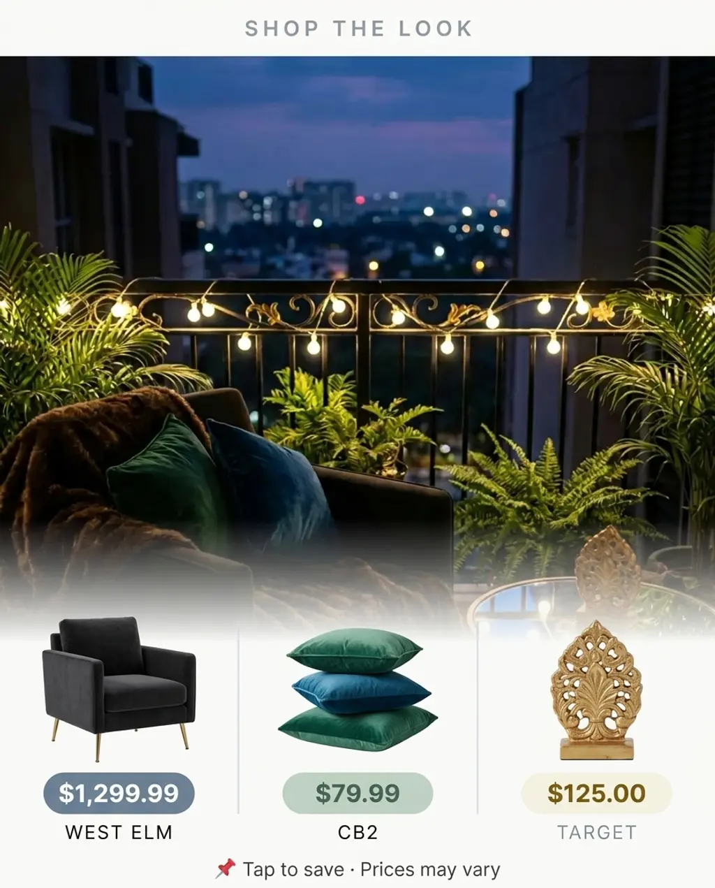 Glam Balcony Lounge with Faux Fur and Gold Accents — Shop the Look