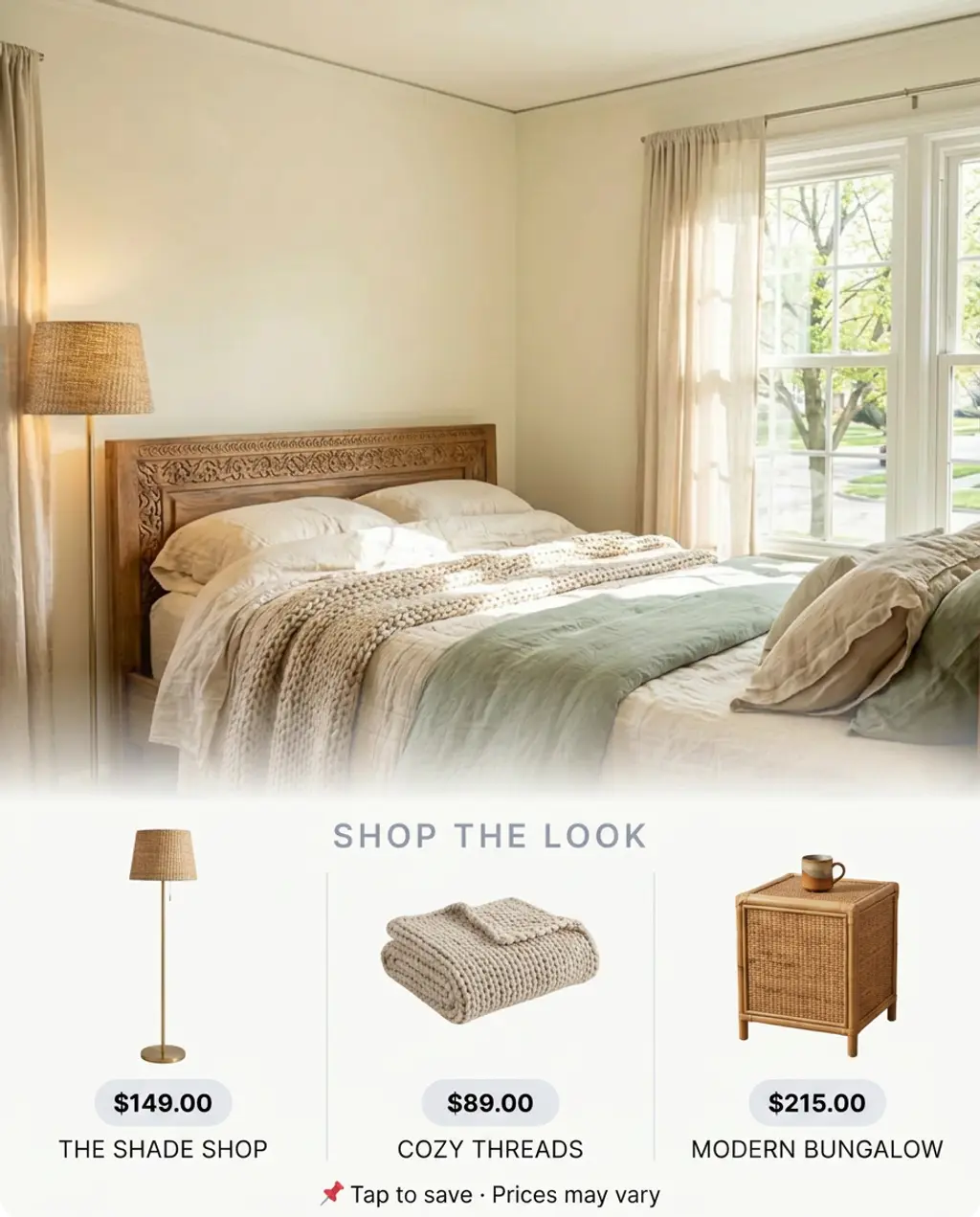 Cozy Spring Bedroom with Warm Neutrals and Textural Layers — Shop the Look