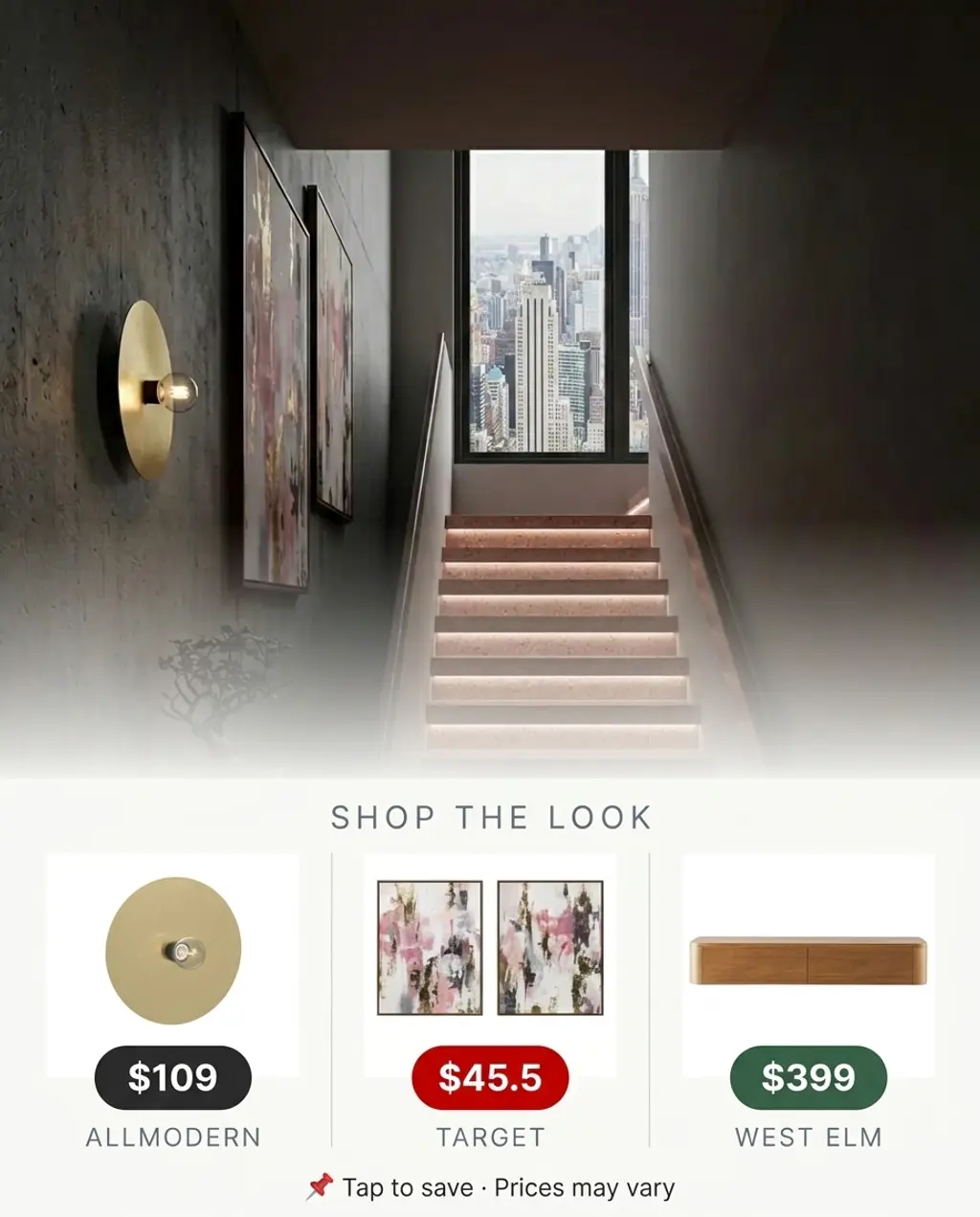 Minimalist Narrow Staircase with Integrated LED Lighting — Shop the Look