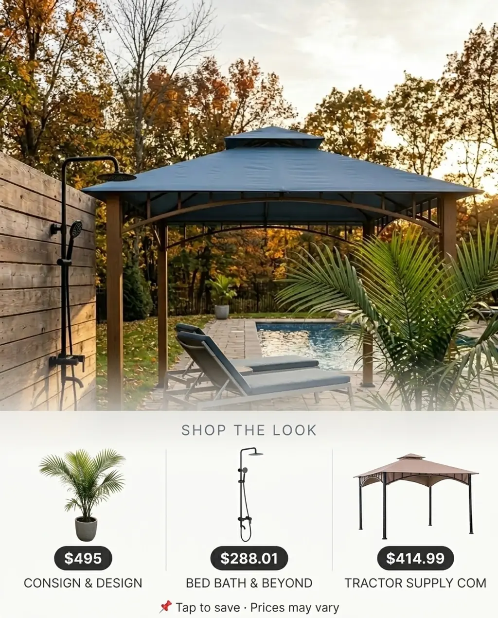 Poolside Gazebo with Outdoor Shower — Shop the Look