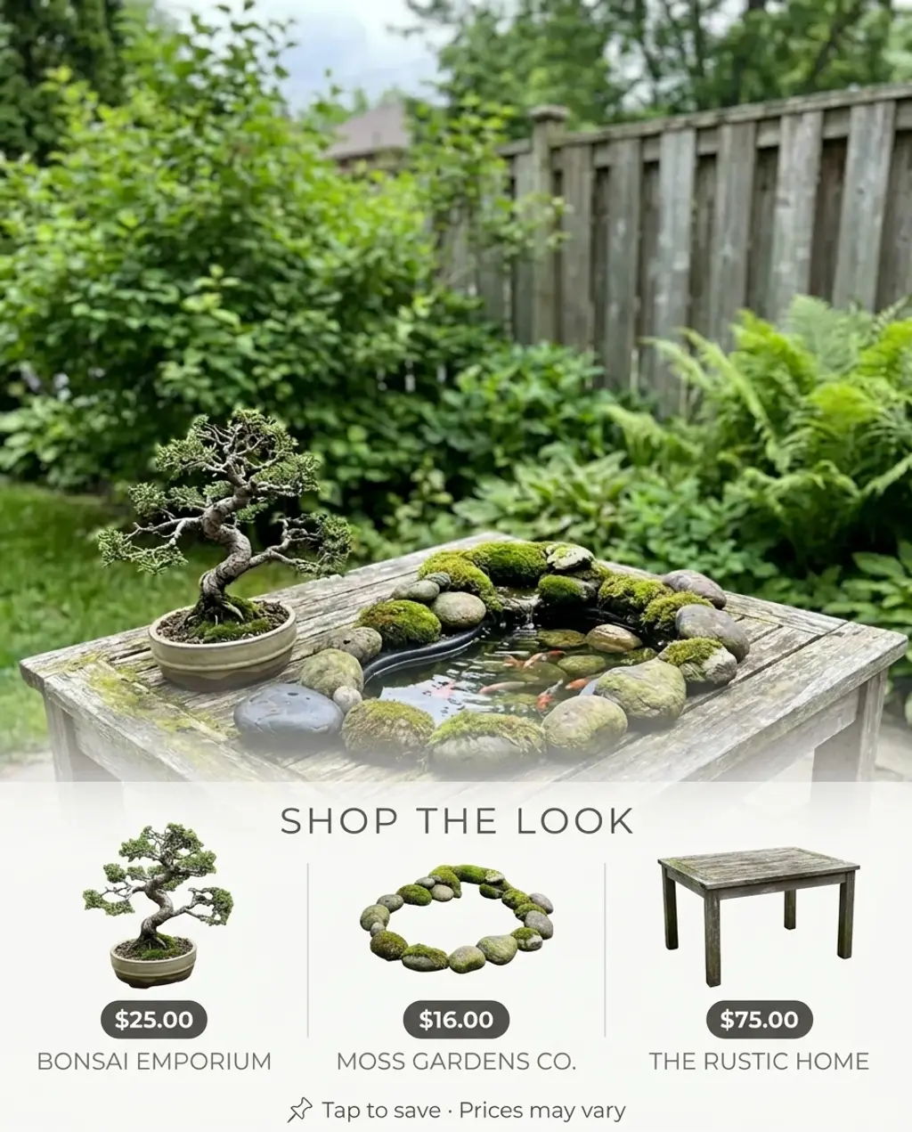 Miniature Japanese Garden Pond with Koi Fish — Shop the Look