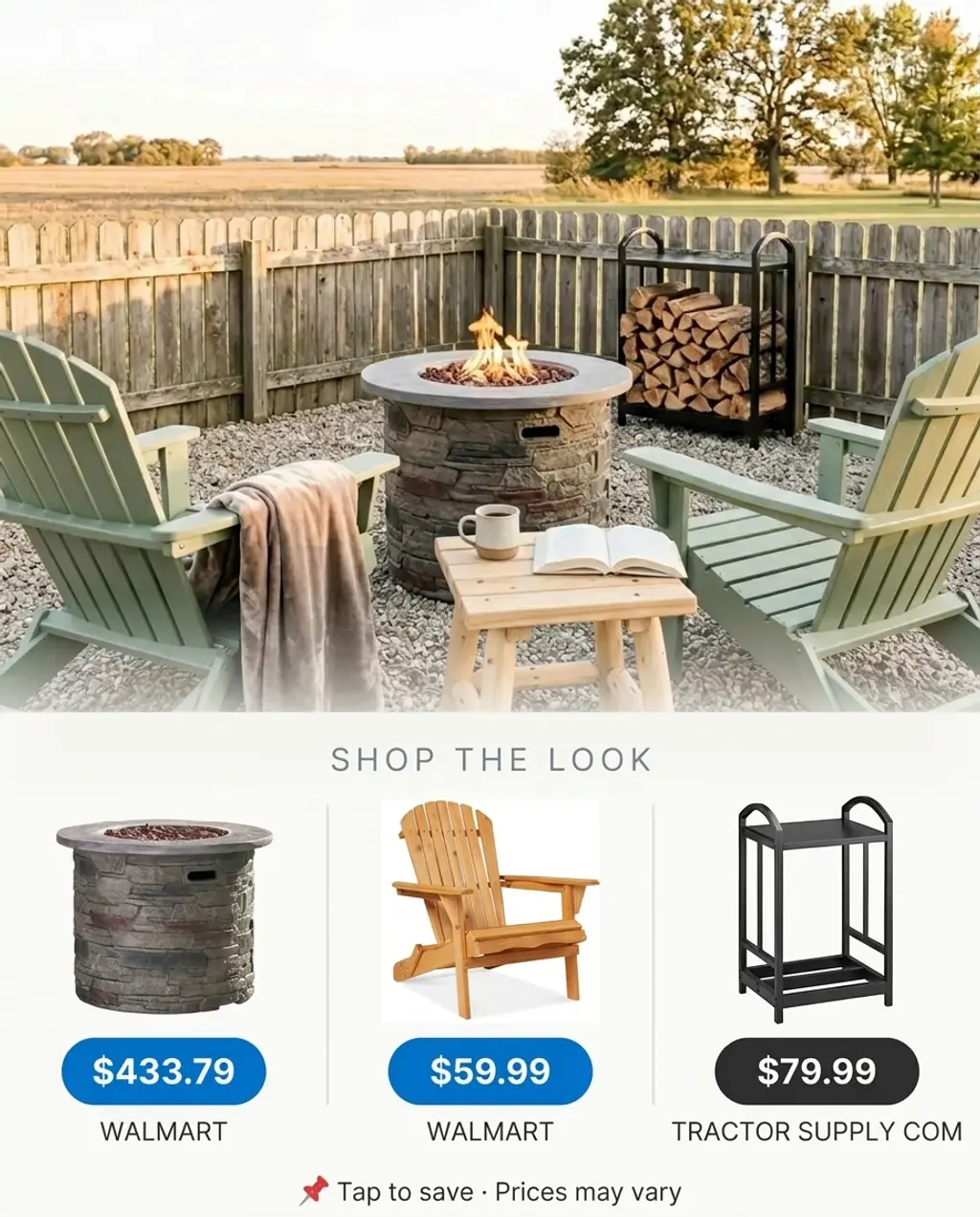 Rustic Fire Pit & Adirondack Chair Nook — Shop the Look
