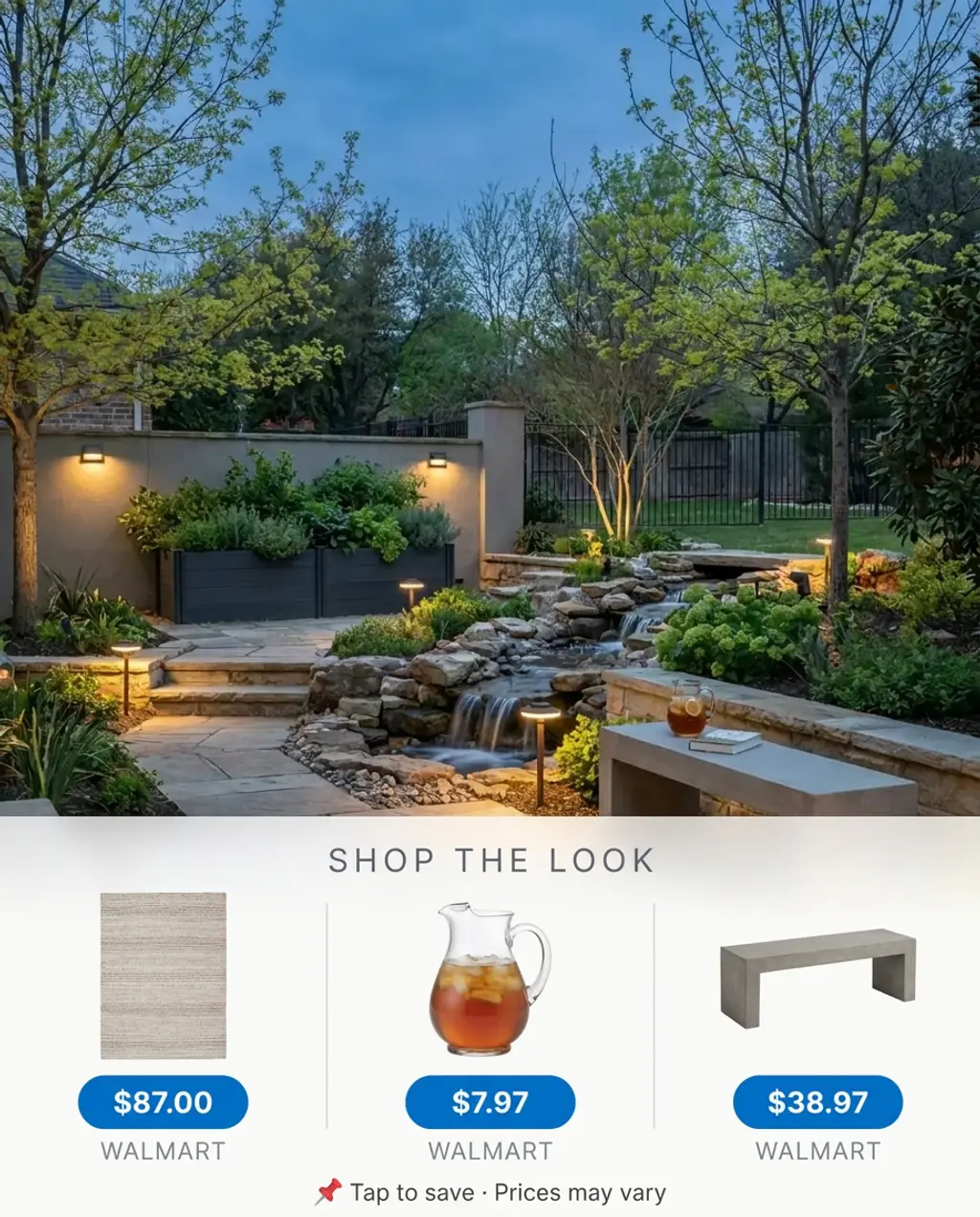 Multilevel Garden Terrace with Water Feature — Shop the Look