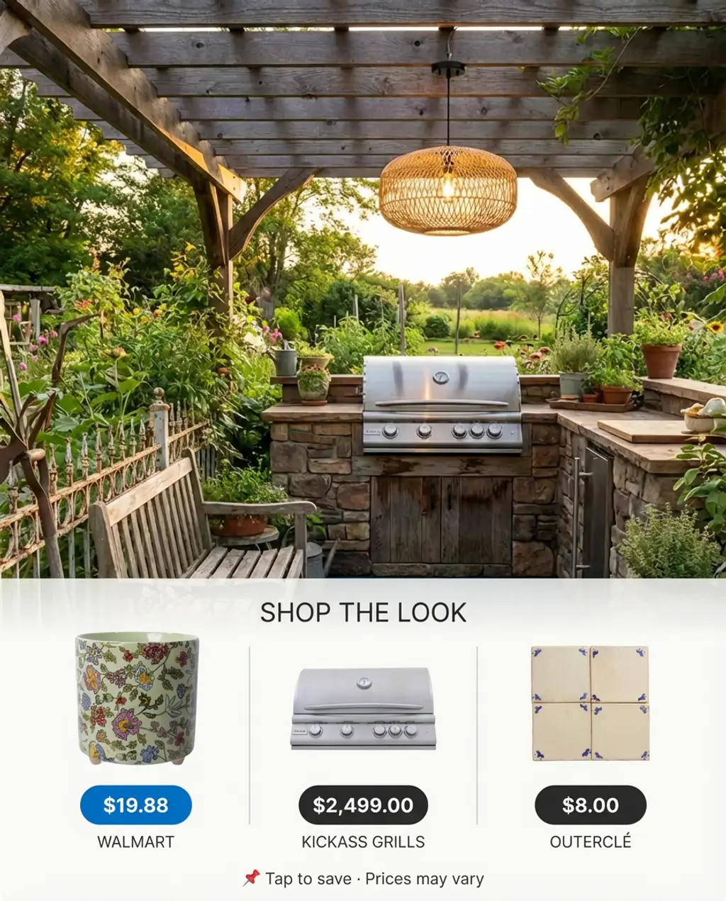 Eclectic Covered Grill Area with Mixed Materials — Shop the Look