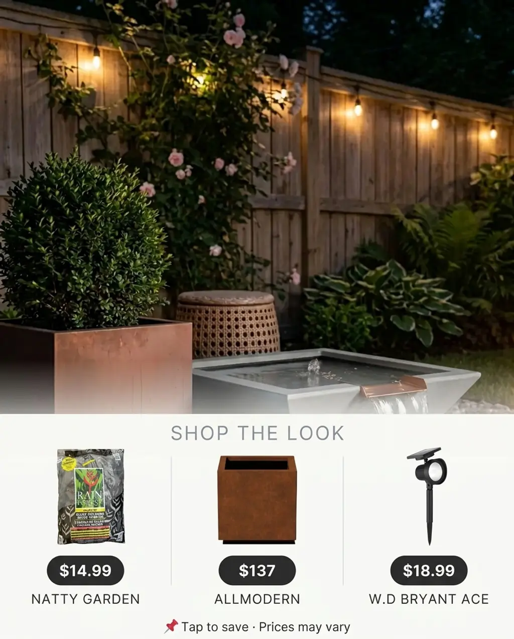 Sculptural Water Feature for a Serene Small Garden Retreat — Shop the Look