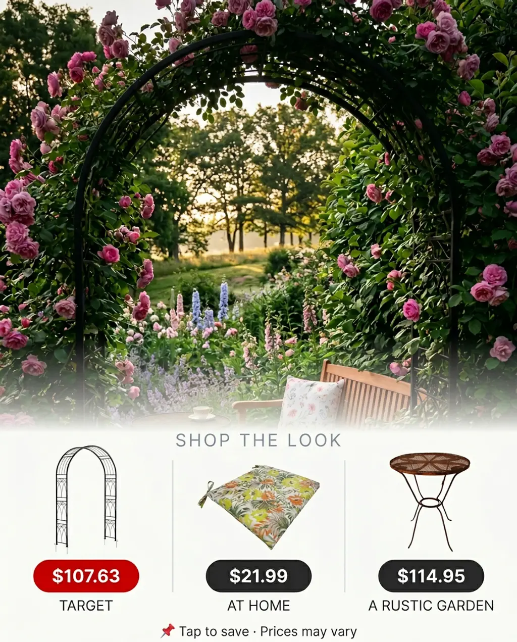 Secluded Nook with Bench and Climbing Roses — Shop the Look