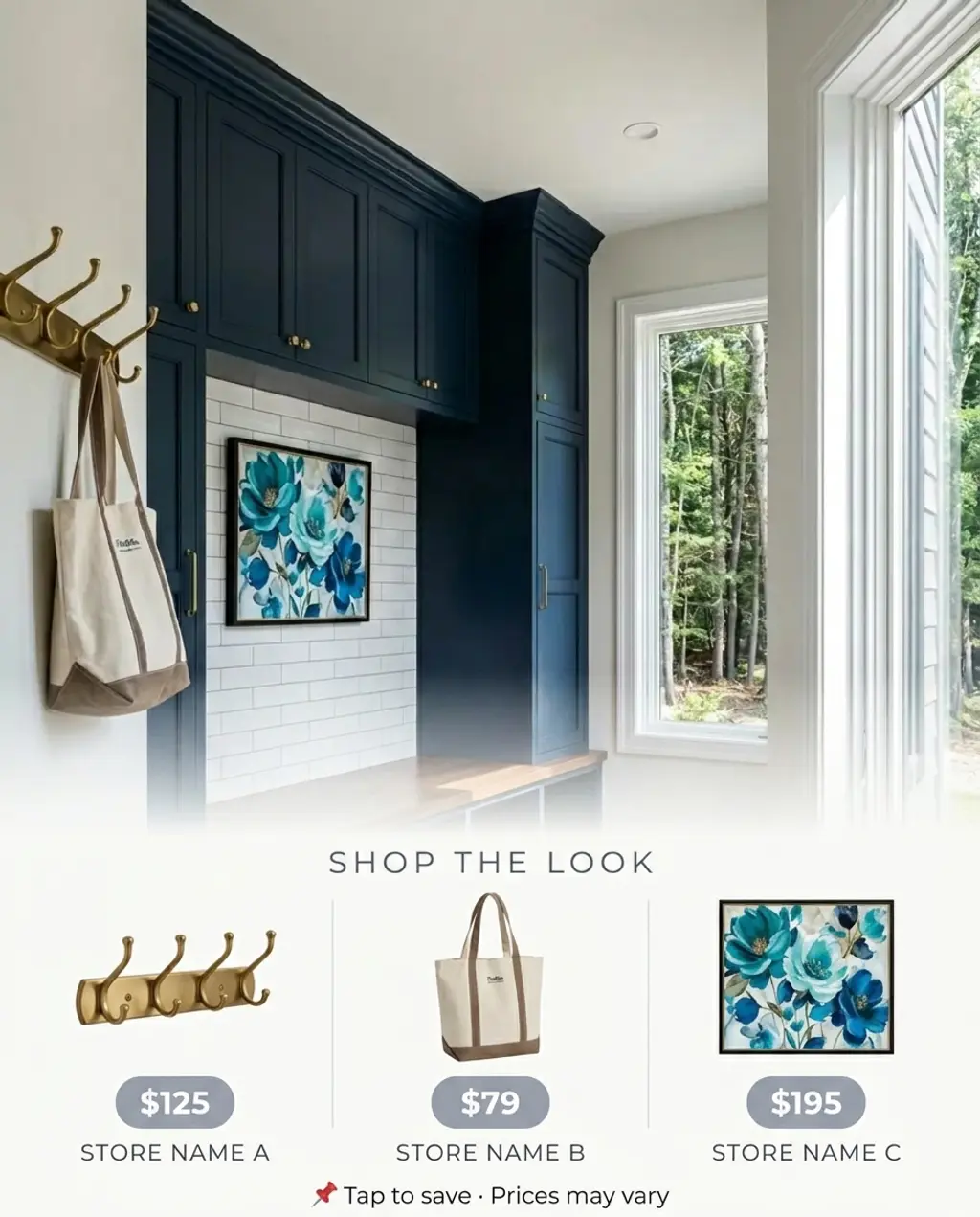 Transitional Mudroom with Pop of Color — Shop the Look