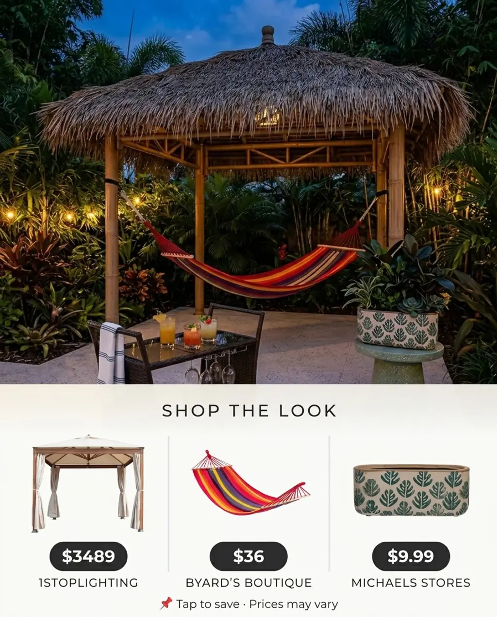 Tropical Thatch Roof Pergola for Resort-Style Patio — Shop the Look