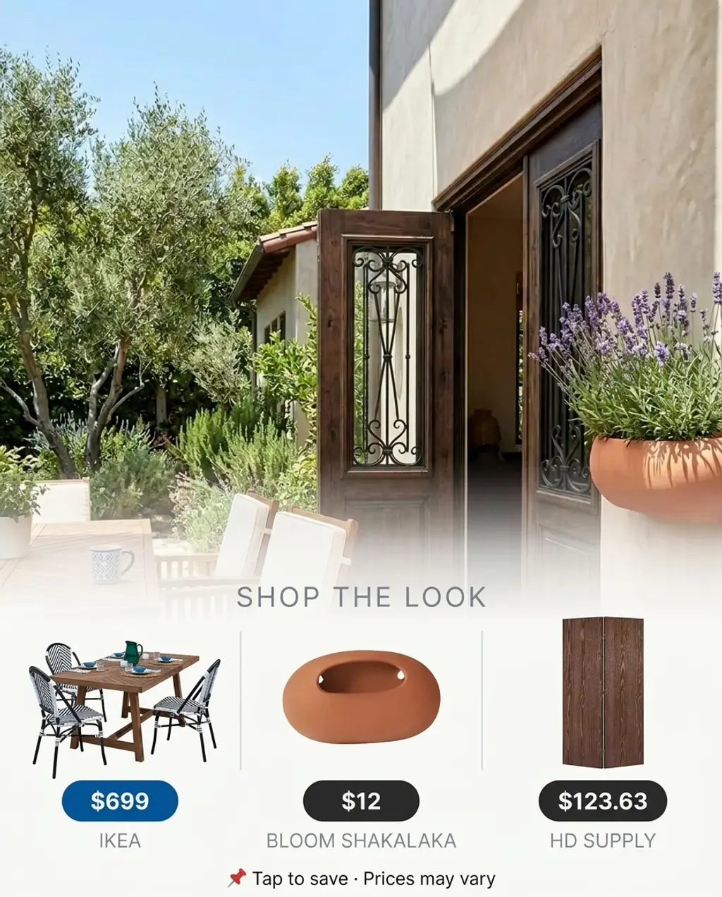 Mediterranean Dining Area with Wooden Bifold Patio Doors and Wrought Iron Grillwork — Shop the Look