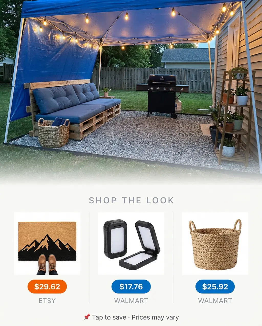 Budget-Friendly DIY Pallet BBQ Area with Tarp Cover — Shop the Look