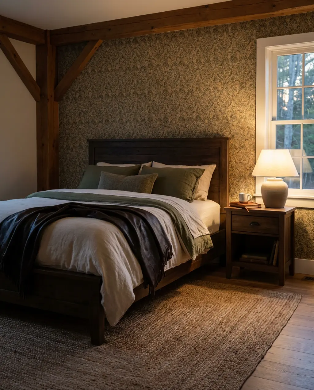 Earthy Toned Wallpaper for a Rustic Farmhouse Bedroom — Shop the Look