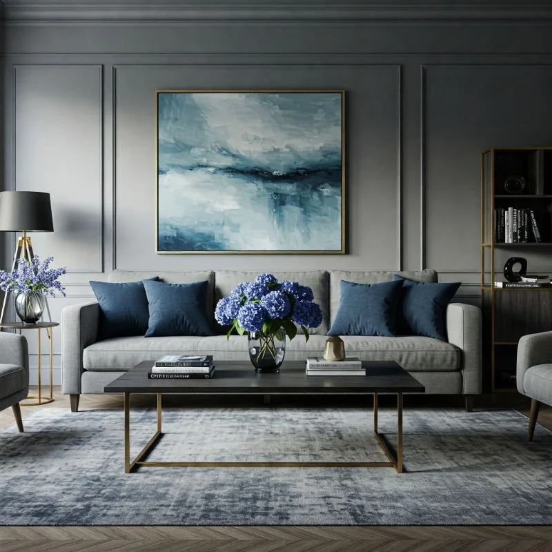 15 Modern Grey and Blue Living Room Ideas