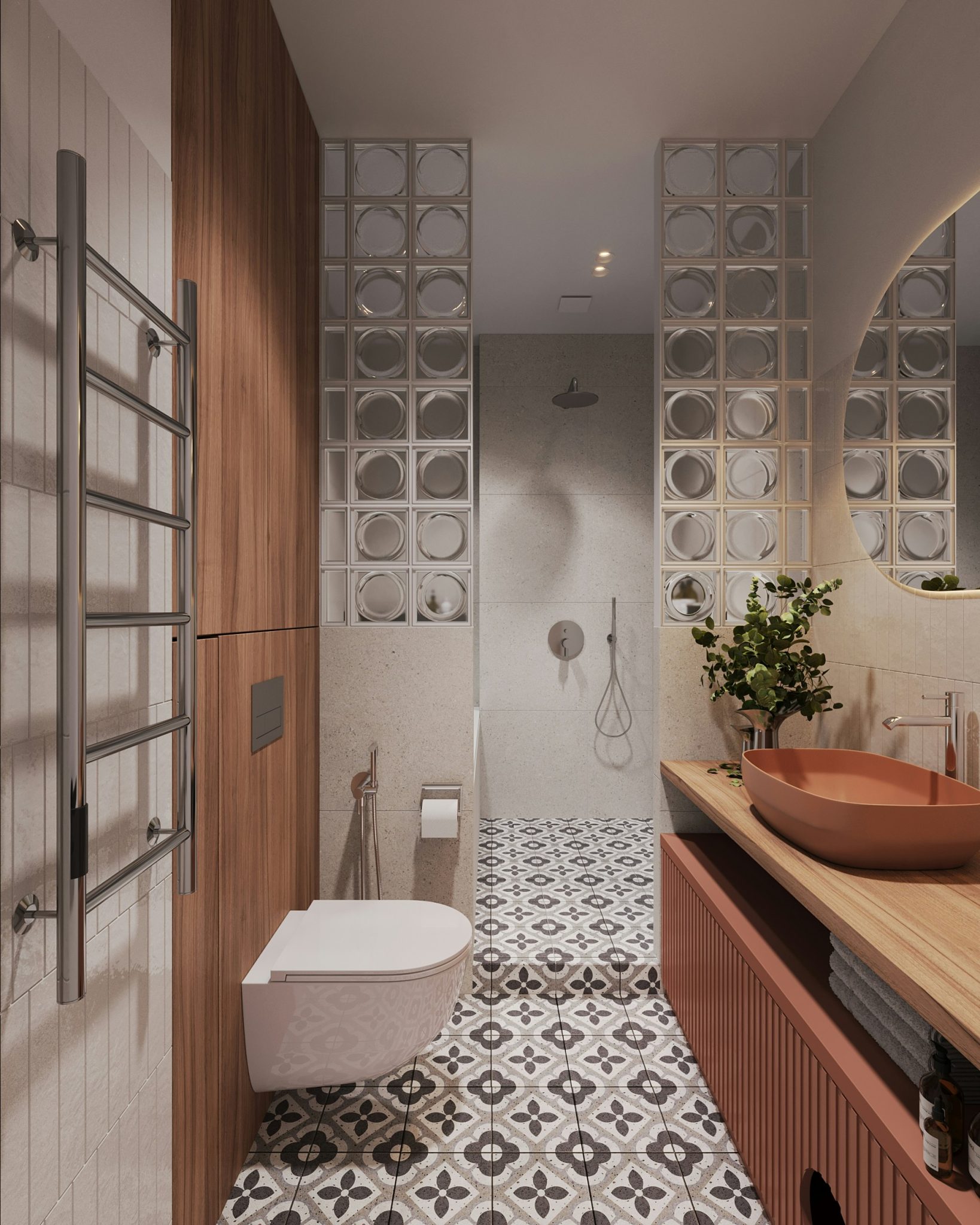 A bathroom with a sink, toilet and mirror