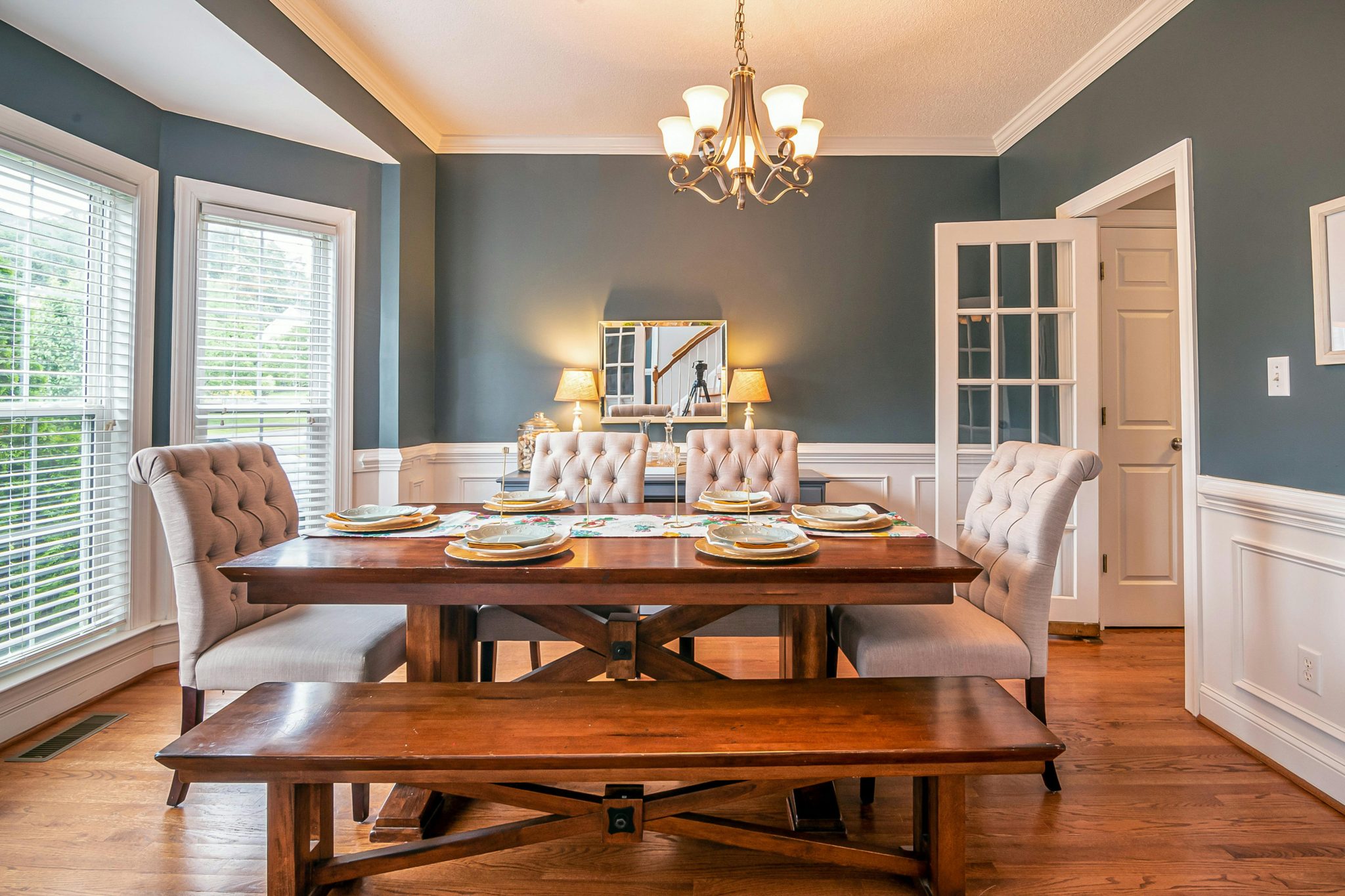 A beautifully designed dining room with classic furniture and elegant decor, perfect for home inspiration.