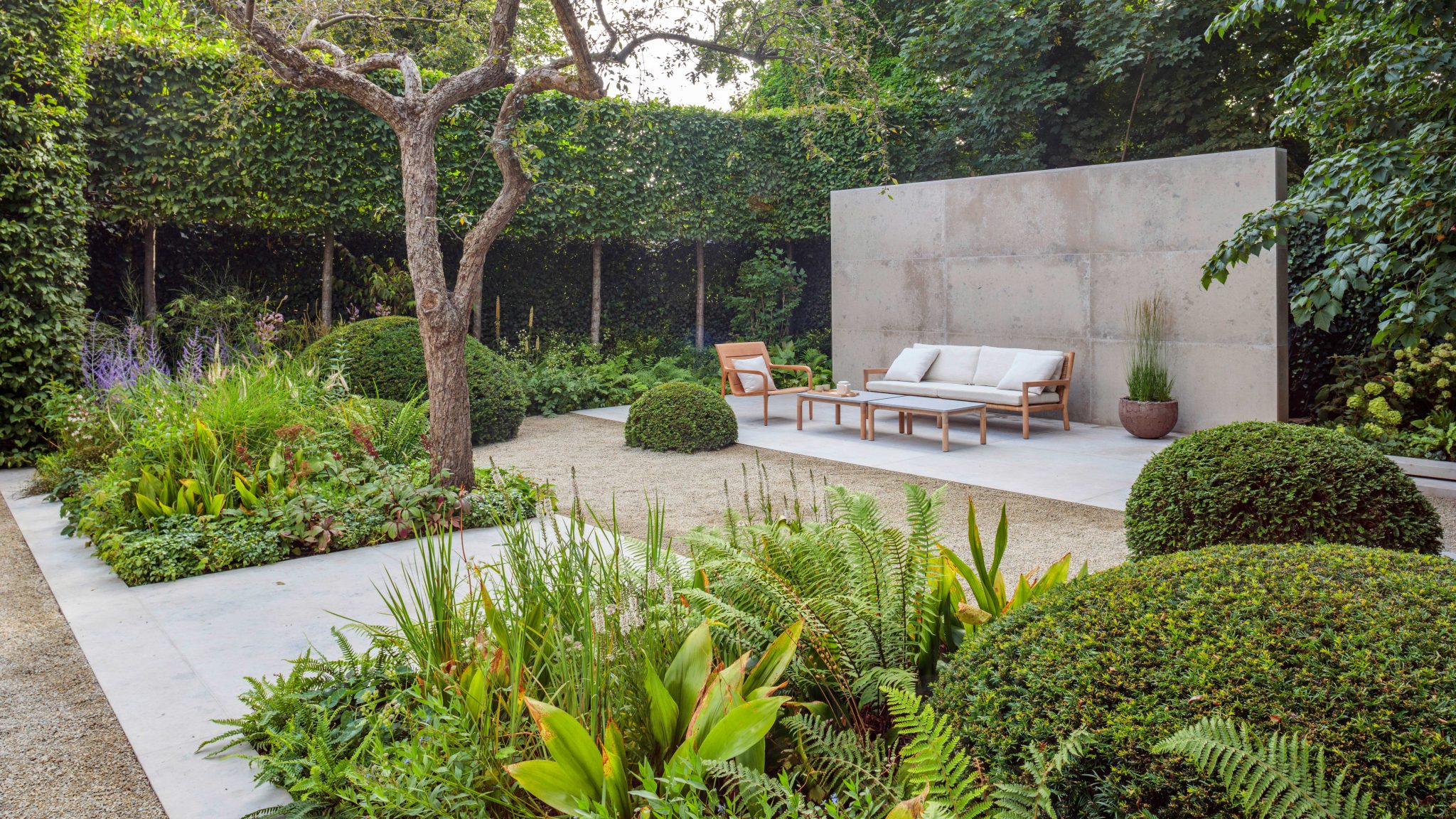 A minimalist city garden of outdoor rooms with innovative topiary | Homes and Gardens