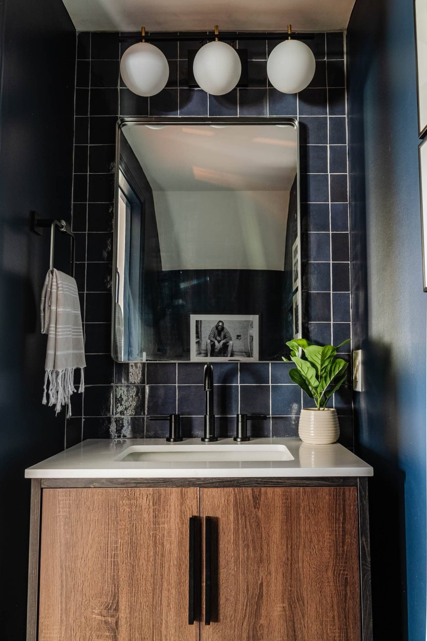 Bachelor Pad Small Modern Powder Room Makeover - Bless'er House