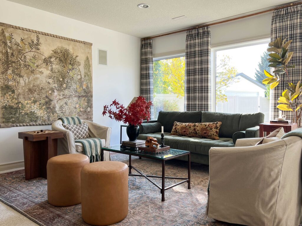 Basement Reveal & How to Add Color to a Neutral Living Room - Erin Zubot Design