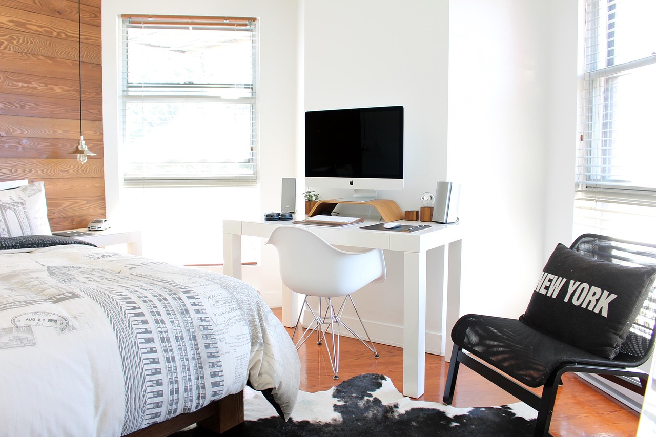bed, bedroom, chairs, computer, furniture, windows, bedroom furniture, indoors, interiors, interior design, interior decoration, bedroom, bedroom, bedroom, bedroom, bedroom, interior design