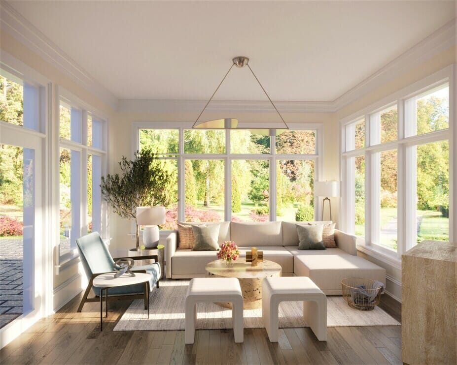 Before & After: Relaxing Sunroom Interior Design - Decorilla Online Interior Design