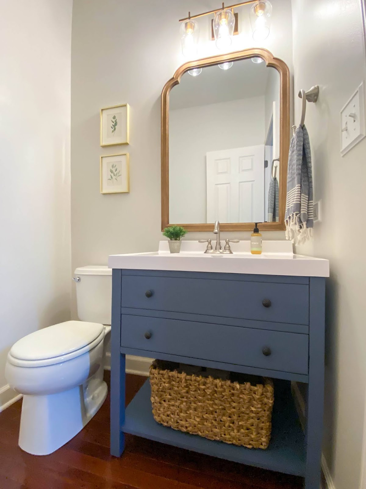 BLUE VANITY POWDER ROOM MAKEOVER - Delightfully