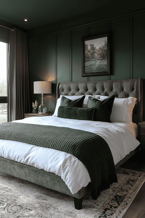 Elegant Dark Green Bedroom Designs - You Comfort