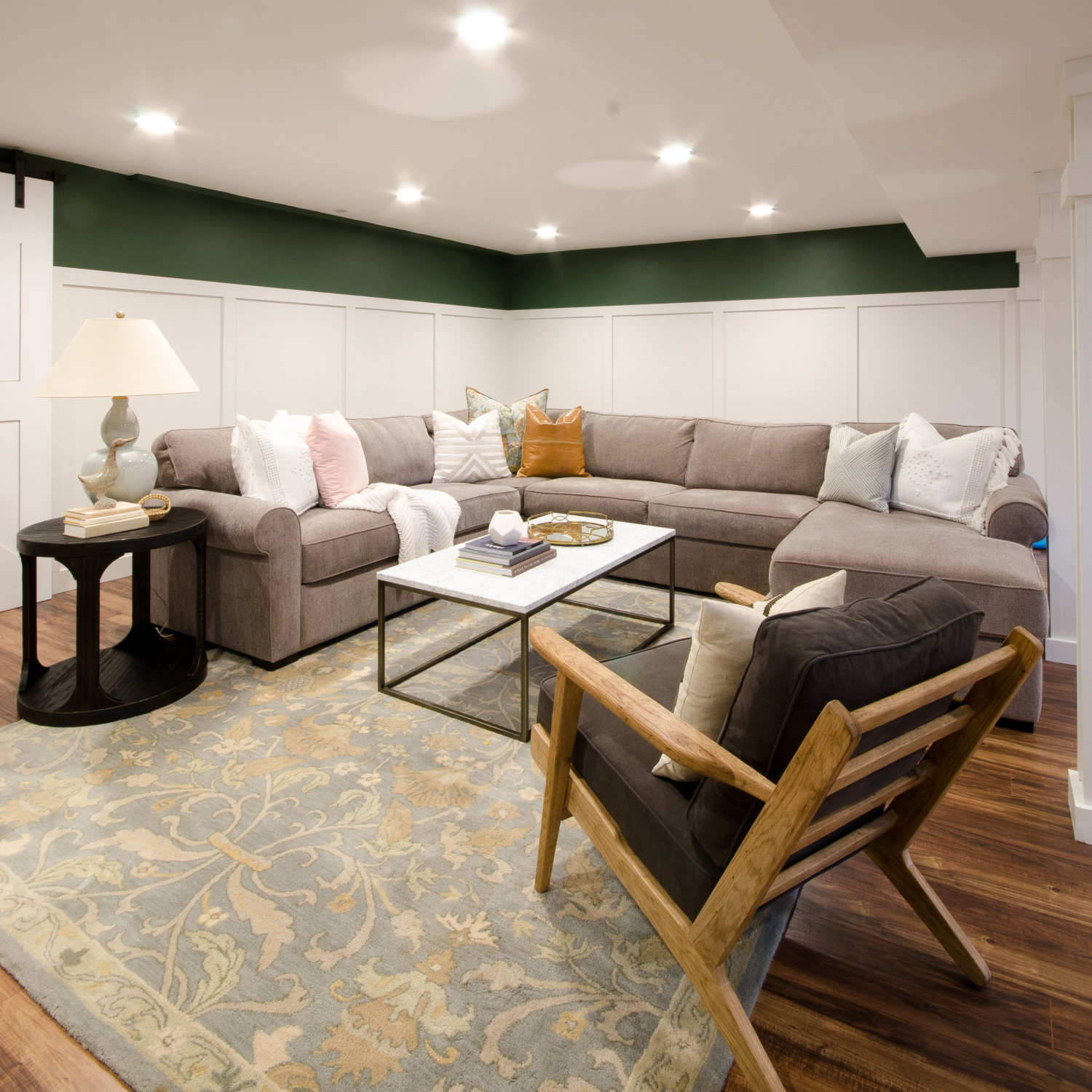 Finished Basement Family Room Makeover Start to Finish