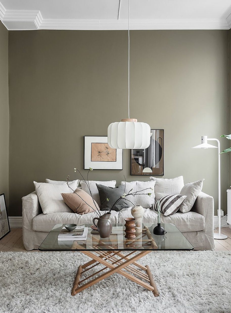 Home tour | cozy apartment with an olive green living room plus beige and grey accents - Your DIY Family
