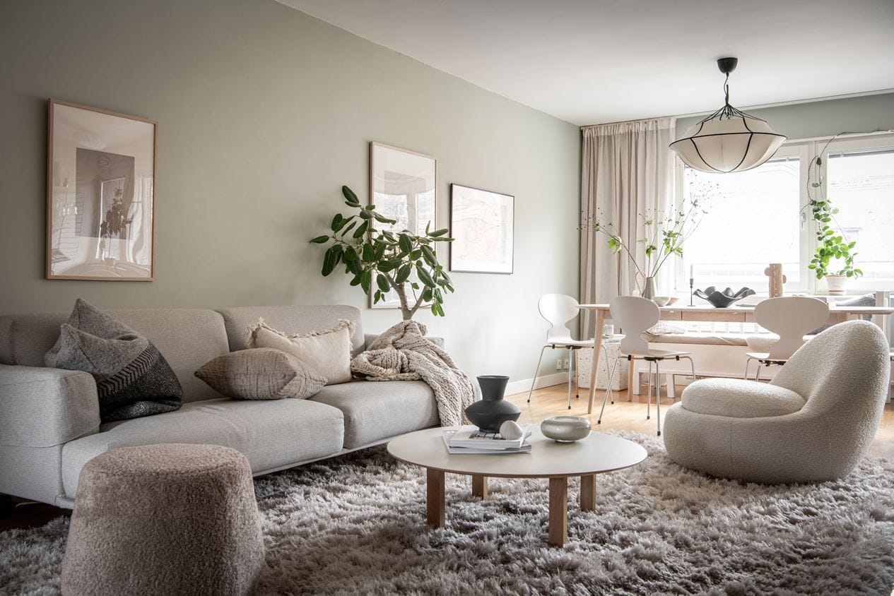 Home tour: Sage green living room walls and a light grey kitchen - COCO LAPINE DESIGN