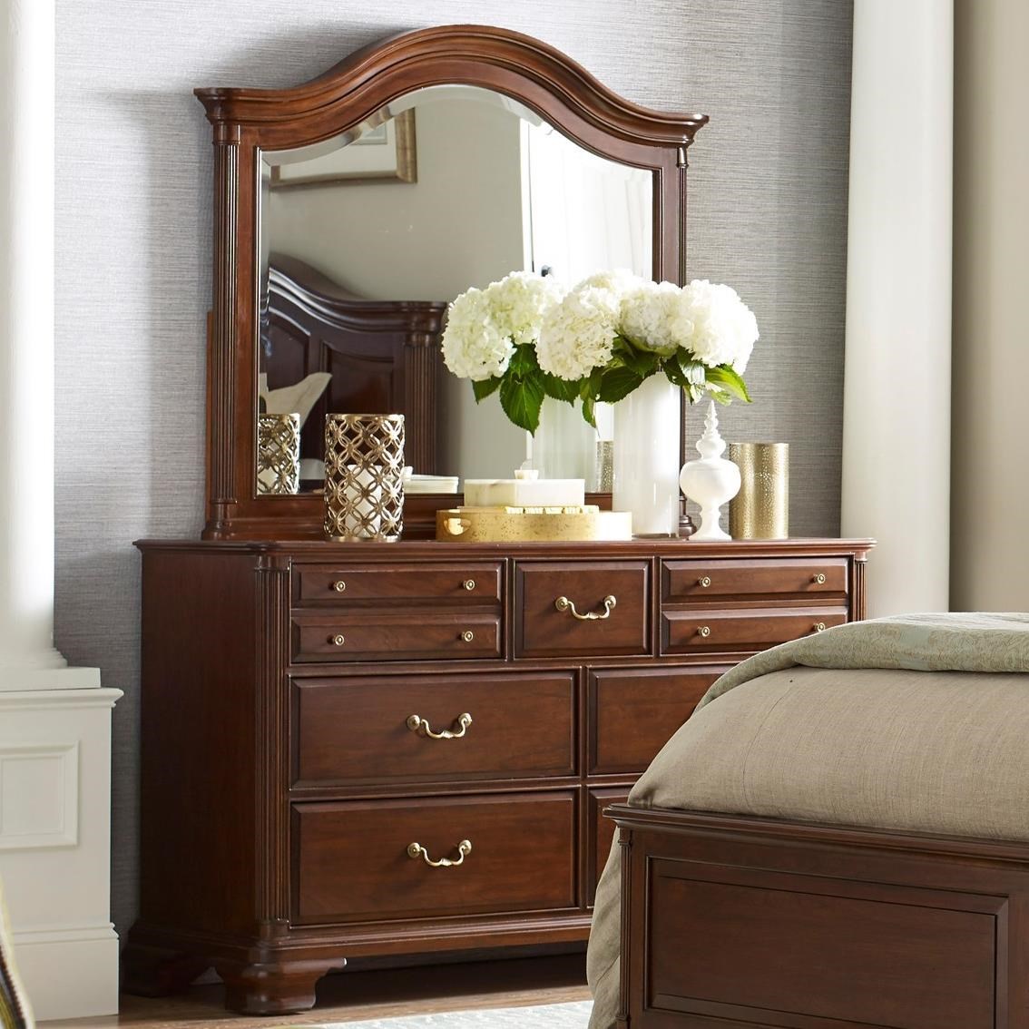 Kincaid Furniture Hadleigh 607-020x1+607-131x1 Traditional Bureau and Arched Mirror Set | Wayside Furniture & Mattress | Dresser + Mirror Combo