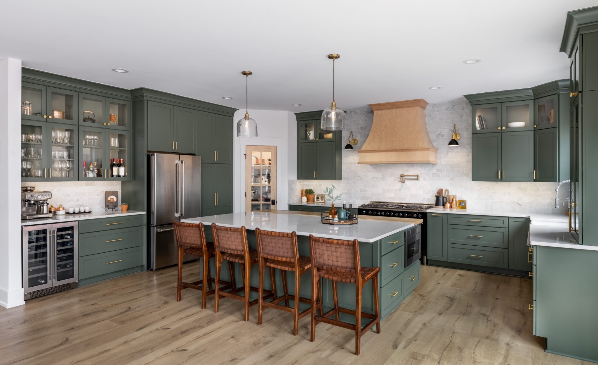 Kitchen of the Week: Modern Farmhouse Style With Green Cabinets