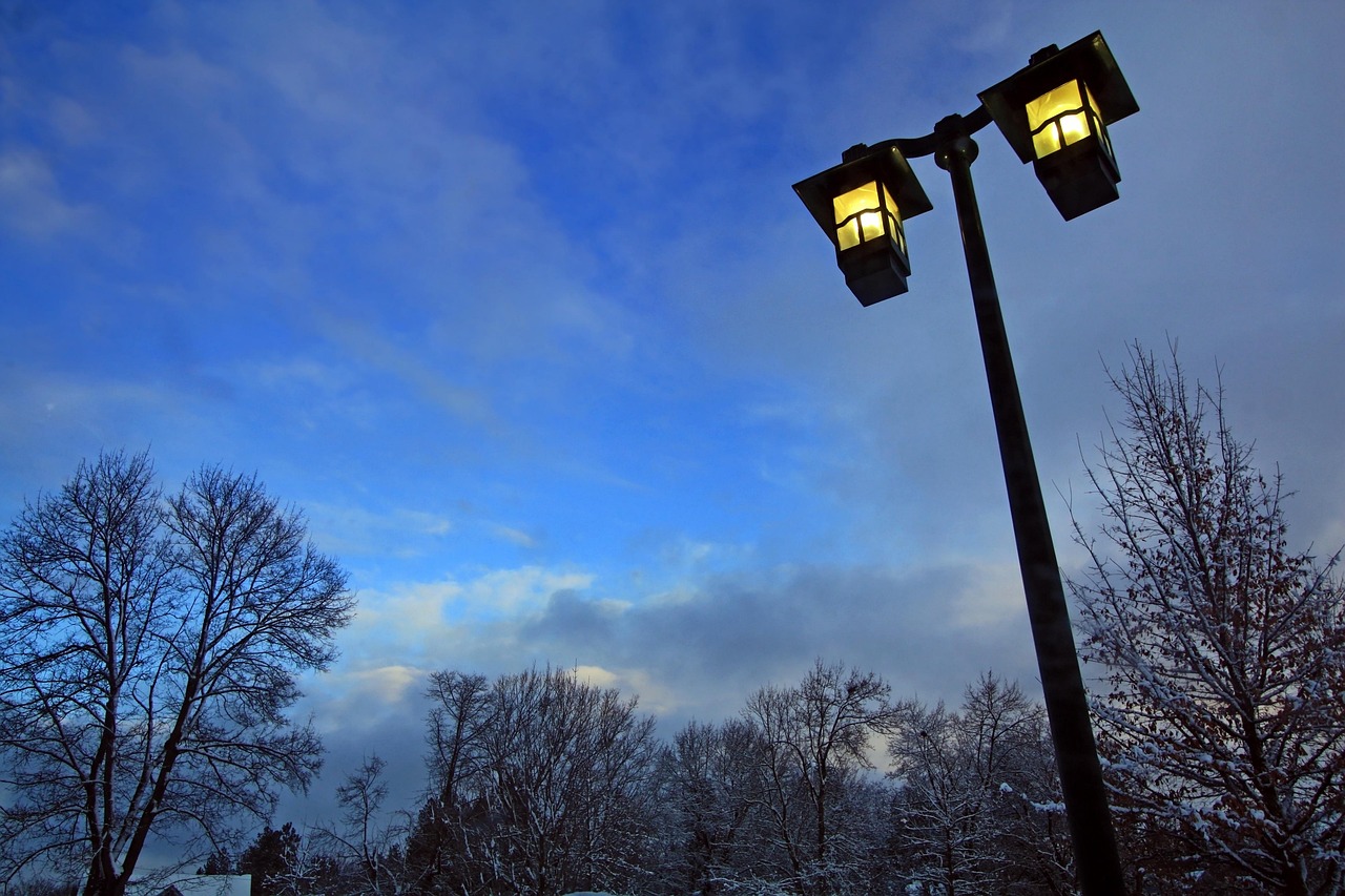 light, illuminated, post, outdoors, park, night, bright, illumination, shine, glowing, space, lamp, winter, blue email, blue lamp